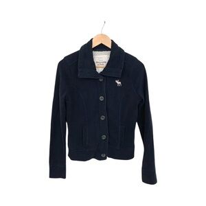 Y2K Abercrombie & Fitch “Casey” Fleece-Lined Cropped Navy Jacket Size Medium​